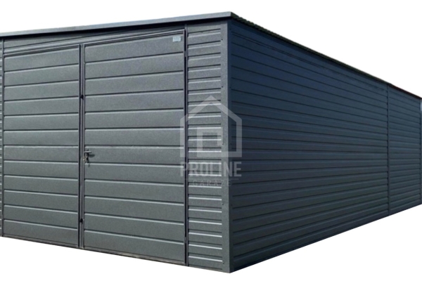 Ogłoszenie - Garaż blaszany 4x9m - brama dwuskrzydłowa - antracyt - dach spad w bok PLG221. Zdjęcie 1