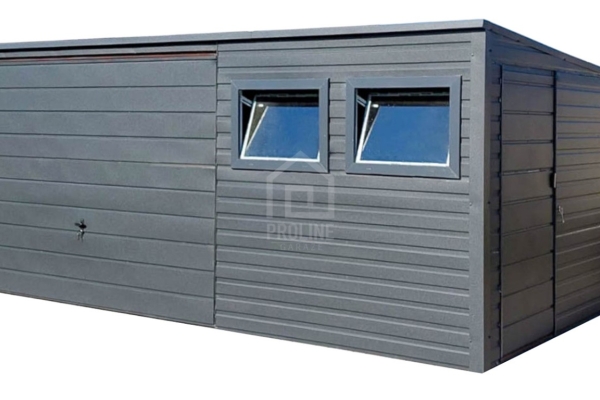 Ogłoszenie - Garaż Blaszany 5,2X3 - Brama Uchylna - Drzwi - 2x okno - Antracyt  Spad w tył PLG226. Zdjęcie 1