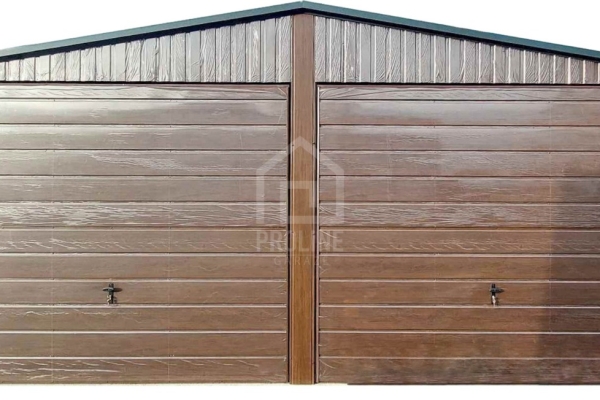 Ogłoszenie - Garaż Blaszany 6,5X8 - 2X Brama Uchylna  – Drewnopodobny - Rynny - Dwuspad  PLG227. Zdjęcie 1