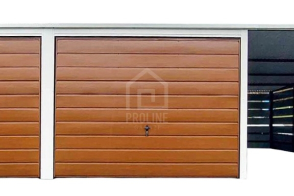 Ogłoszenie - Garaż Blaszany 6X6 + Wiata 4X6 - 2x Brama Uchylna  – Biały - Ścianka Działowa Spad w tył PLG228. Zdjęcie 1