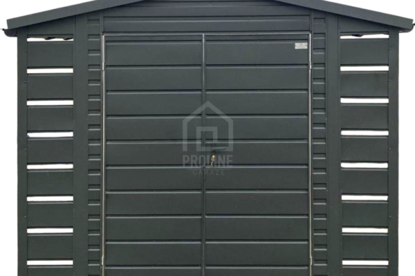 Ogłoszenie - Domek ogrodowy schowek 2x3m 2xwiata 0,5x3m brama dwuskrzydłowa antracyt dach dwuspadowy blachodachówka rynny PLG235. Zdjęcie 1