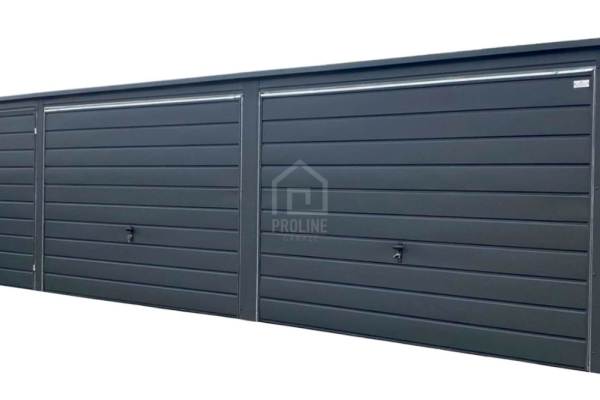 Ogłoszenie - Garaż blaszany 9,4X5m – 2xbrama uchylna – brama dwuskrzydłowa - antracyt - spad w tył PLG241. Zdjęcie 1