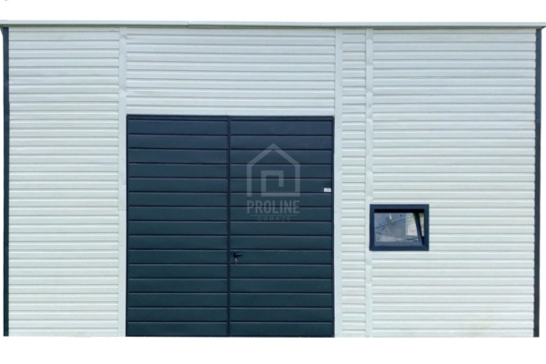 Ogłoszenie - Hala Garaż blaszany 6x6 – brama – okno – drzwi - biały – dach spad w tył PLG244. Zdjęcie 1