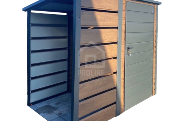 Ogłoszenie - Schowek – domek ogrodowy 1,5×1,5 – wiata 1×1,5 – drzwi – drewnopodobny – dach spad w tył PLG245. Zdjęcie 1