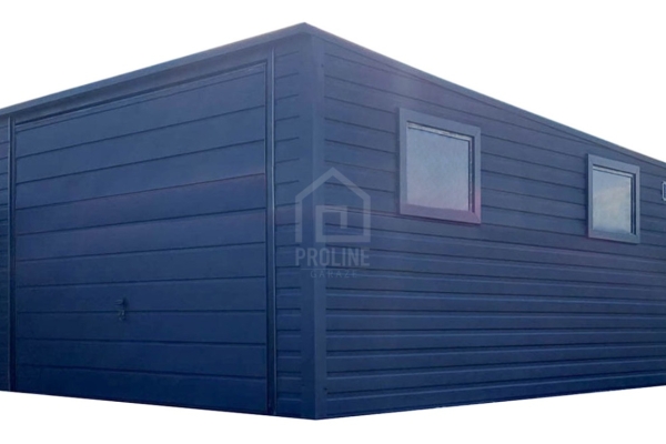 Ogłoszenie - Garaż blaszany 3,5x5m - brama uchylna - 2x okno - antracyt - dach spad do tyłu PLG248. Zdjęcie 1