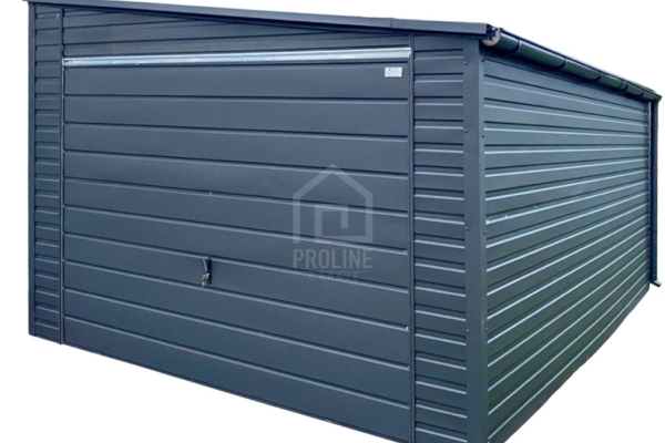 Ogłoszenie - Garaż blaszany 4x5m - brama uchylna - antracyt - dach spad w bok - rynny PLG252. Zdjęcie 1