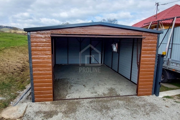 Ogłoszenie - Garaż Blaszany 4X6 - Dwuspad – Blachodachówka - Brama Uchylna - Drzwi - Okno - Drewnopodobny PLG225. Zdjęcie 2