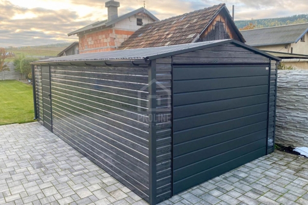 Ogłoszenie - Garaż blaszany 4X7m –  brama – drzwi - sosna norweska - dach dwuspadowy - rynny PLG238. Zdjęcie 3