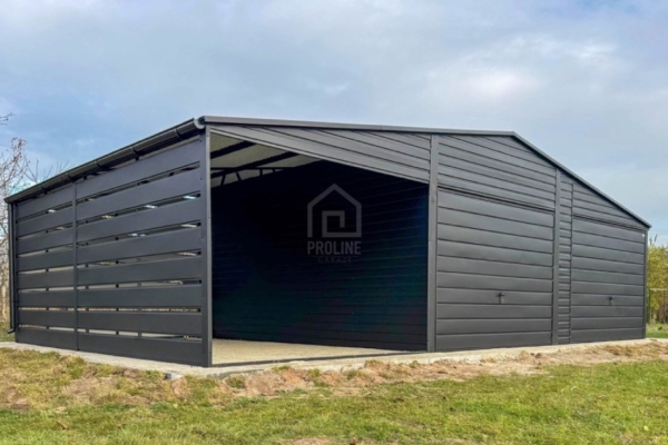 Ogłoszenie - Garaż blaszany 6,5X5m – wiata 3,5x5m – 2X brama – antracyt - dach dwuspadowy - rynny PLG239. Zdjęcie 2