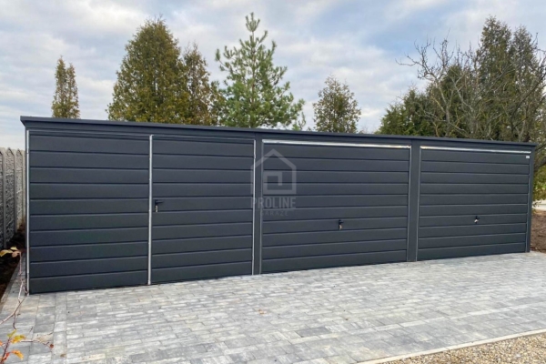 Ogłoszenie - Garaż blaszany 9,4X5m – 2xbrama uchylna – brama dwuskrzydłowa - antracyt - spad w tył PLG241. Zdjęcie 4