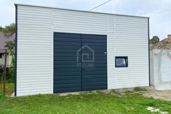 Ogłoszenie - Hala Garaż blaszany 6x6 – brama – okno – drzwi - biały – dach spad w tył PLG244. Zdjęcie 3