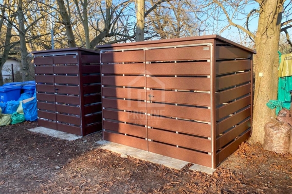 Ogłoszenie - Wiata śmietnikowa 2x1,5m - brama dwuskrzydłowa - ciemny brąz - dach spad w tył  PLG263. Zdjęcie 2