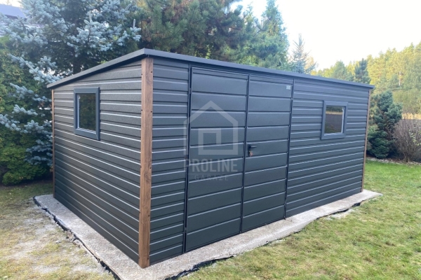 Ogłoszenie - Schowek - domek ogrodowy 5x3m - brama dwuskrzydłowa - 2x okno - antracyt - dach spad w tył PLG223. Zdjęcie 4