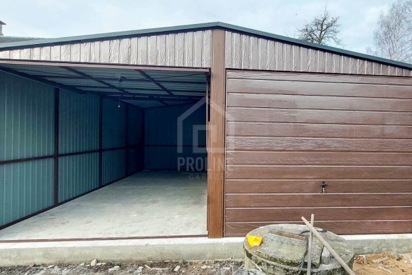Ogłoszenie - Garaż Blaszany 6,5X8 - 2X Brama Uchylna  – Drewnopodobny - Rynny - Dwuspad  PLG227. Zdjęcie 4