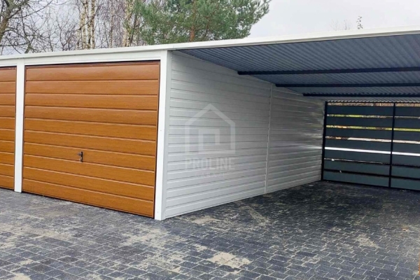 Ogłoszenie - Garaż Blaszany 6X6 + Wiata 4X6 - 2x Brama Uchylna  – Biały - Ścianka Działowa Spad w tył PLG228. Zdjęcie 2