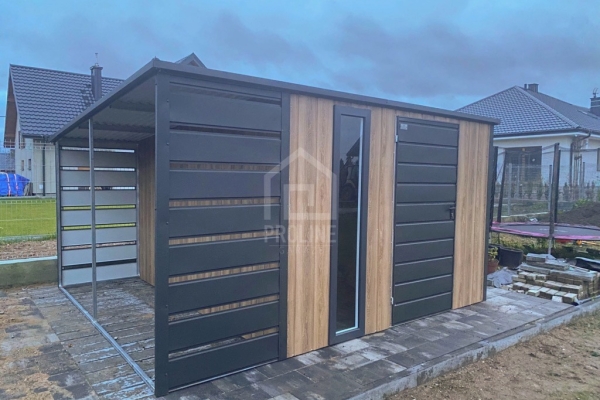 Ogłoszenie - Schowek – domek ogrodowy 3×3 – wiata 1×3 – drzwi – okno – antracyt – dach spad w tył PLG233. Zdjęcie 3