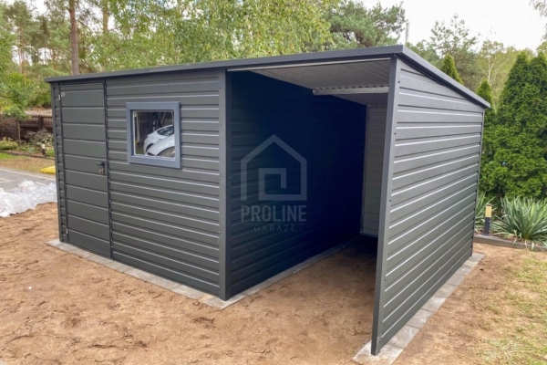 Ogłoszenie - Domek ogrodowy - schowek - 2,5x2,5m – wiata 1,5x2,5m - drzwi – okno -  antracyt - dach spad w tył PLG234. Zdjęcie 3