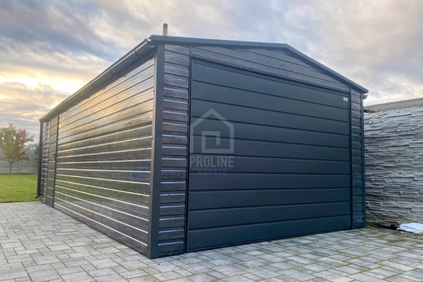 Ogłoszenie - Garaż blaszany 4X7m –  brama – drzwi - sosna norweska - dach dwuspadowy - rynny PLG238. Zdjęcie 2