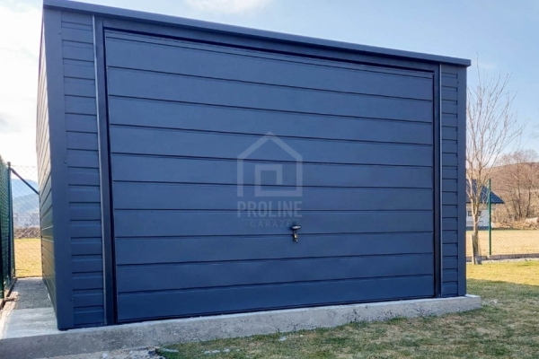 Ogłoszenie - Garaż blaszany 3,5x5m - brama uchylna - 2x okno - antracyt - dach spad do tyłu PLG248. Zdjęcie 2