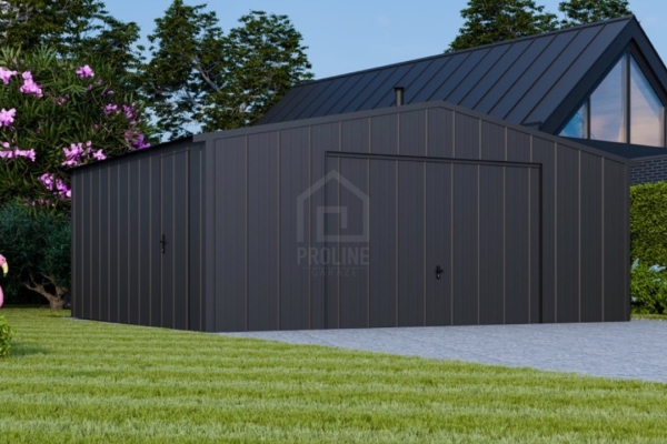 Ogłoszenie - Garaż blaszany 6x6 - brama uchylna - drzwi - blacha na rąbek - dach dwuspadowy PLG215. Zdjęcie 5