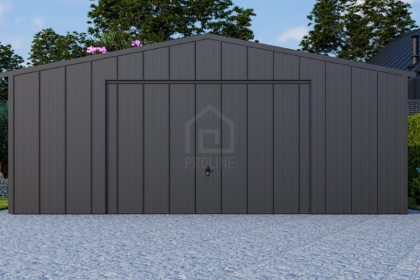 Ogłoszenie - Garaż blaszany 7x6m - brama uchylna - okno - drzwi - blacha na rąbek - dach dwuspadowy PLG219. Zdjęcie 4