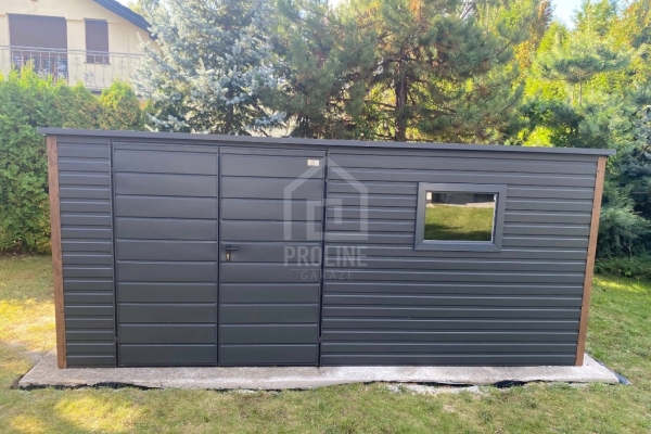 Ogłoszenie - Schowek - domek ogrodowy 5x3m - brama dwuskrzydłowa - 2x okno - antracyt - dach spad w tył PLG223. Zdjęcie 3