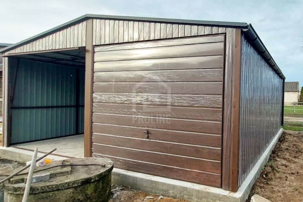 Ogłoszenie - Garaż Blaszany 6,5X8 - 2X Brama Uchylna  – Drewnopodobny - Rynny - Dwuspad  PLG227. Zdjęcie 3