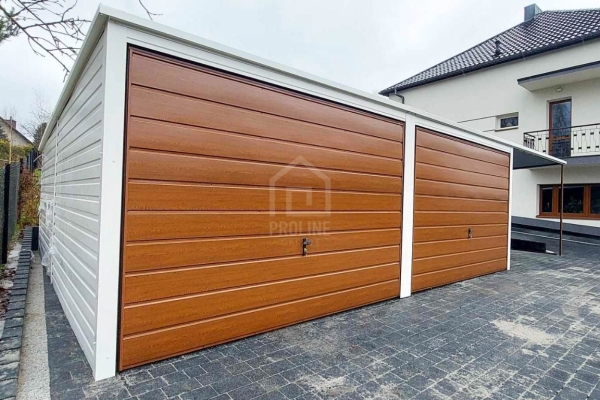 Ogłoszenie - Garaż Blaszany 6X6 + Wiata 4X6 - 2x Brama Uchylna  – Biały - Ścianka Działowa Spad w tył PLG228. Zdjęcie 3