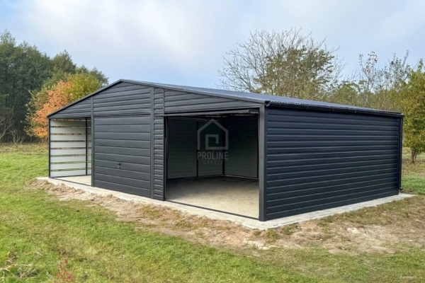 Ogłoszenie - Garaż blaszany 6,5X5m – wiata 3,5x5m – 2X brama – antracyt - dach dwuspadowy - rynny PLG239. Zdjęcie 4