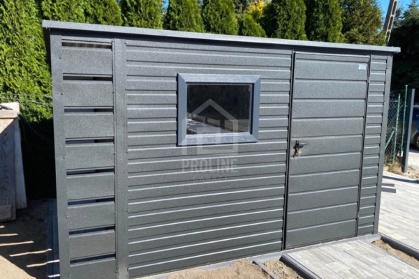 Ogłoszenie - Schowek – domek ogrodowy 3×2 – wiata 0,4×2 – drzwi – okno – antracyt – dach spad w tył PLG247. Zdjęcie 3