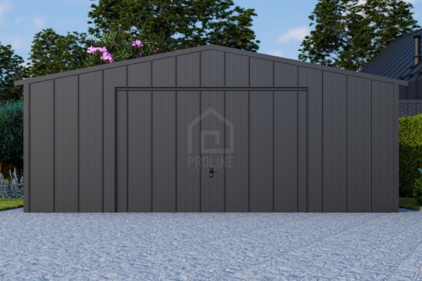 Ogłoszenie - Garaż blaszany 6x6 - brama uchylna - drzwi - blacha na rąbek - dach dwuspadowy PLG215. Zdjęcie 4