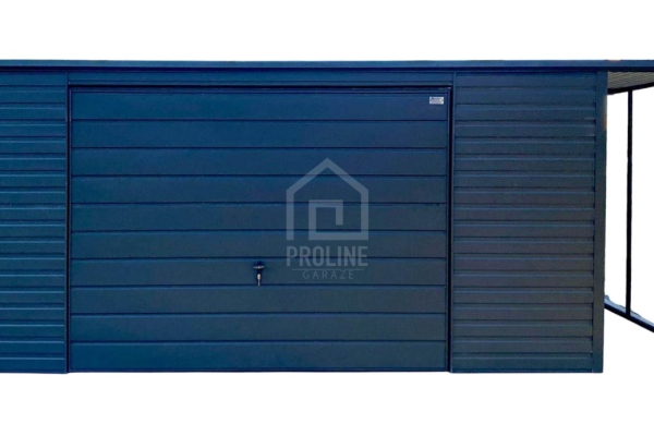 Ogłoszenie - Garaż blaszany 5x6m - wiata 1m - brama - antracyt - dach spad w tył PLG204. Zdjęcie 1