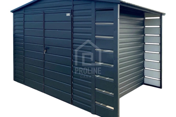 Ogłoszenie - Schowek - domek ogrodowy 3x2m - wiata 0,5m - brama dwuskrzydłowa - antracyt - dach dwuspadowy PLG206. Zdjęcie 1