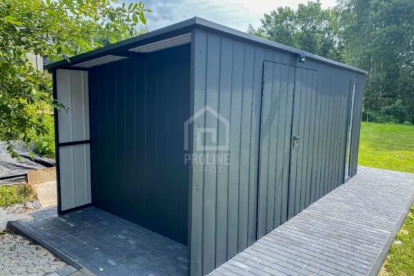 Ogłoszenie - Schowek - domek ogrodowy 5x2m - wiata 0,5m - brama dwuskrzydłowa - okno - antracyt - dach spad w tył PLG207. Zdjęcie 8