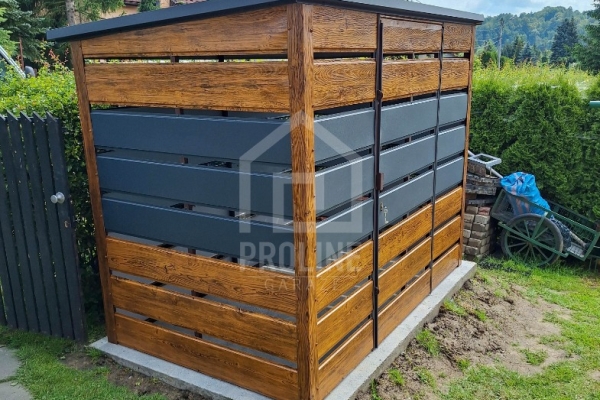 Ogłoszenie - Wiata śmietnikowa 2,5x1,3 m antracyt + drewnopodobny - spad w tył PLG193. Zdjęcie 2