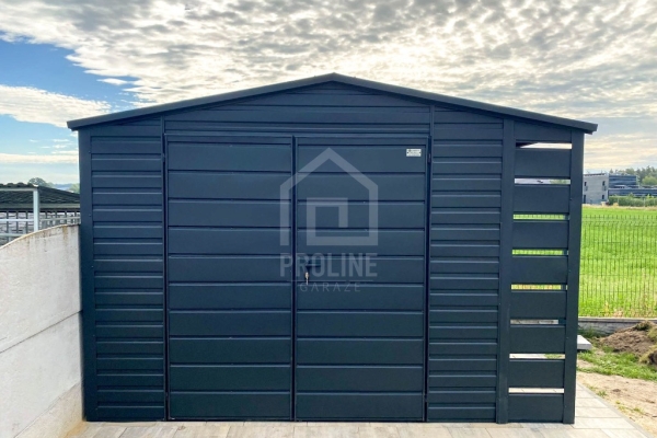 Ogłoszenie - Schowek - domek ogrodowy 3x2m - wiata 0,5m - brama dwuskrzydłowa - antracyt - dach dwuspadowy PLG206. Zdjęcie 2