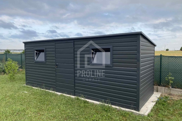 Ogłoszenie - Schowek - Domek Ogrodowy 5,5x2m - drzwi - 2x okno - antracyt - dach spad w tył PLG192. Zdjęcie 2