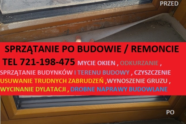 Ogłoszenie - SPRZĄTANIE PO BUDOWIE REMONCIE / MYCIE OKIEN , WYCINANIE DYLATACJI , CZYSZCZENIE POSADZEK I SCHODÓW , DROBNE NAPRAWY. Zdjęcie 1
