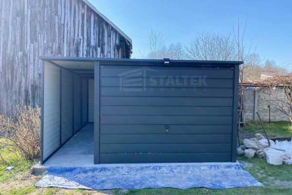 Ogłoszenie - Garaż blaszany 3x4m - wiata 1m - Brama uchylna - Antracyt Dach spad w tył ST163. Zdjęcie 3