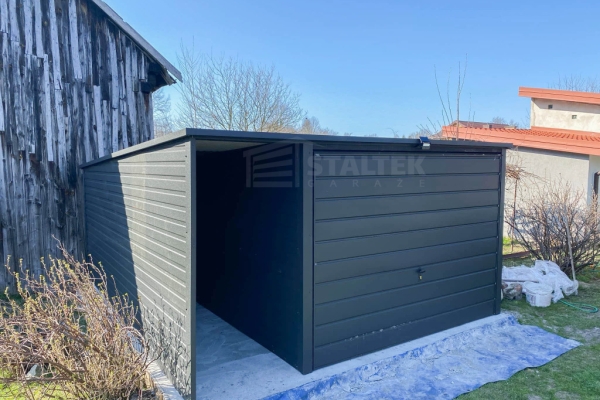 Ogłoszenie - Garaż blaszany 3x4m - wiata 1m - Brama uchylna - Antracyt Dach spad w tył ST163. Zdjęcie 2