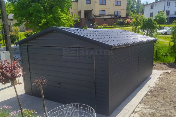 Ogłoszenie - Garaż blaszany 4x6m - Blachodachówka - Brama uchylna -  antracyt  - rynny - dach dwuspadowy ST168. Zdjęcie 3