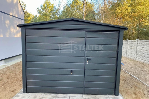 Ogłoszenie - Garaż blaszany 3x6m - Brama uchylna - drzwi Antracyt Dach dwuspadowy - rynny ST171. Zdjęcie 3