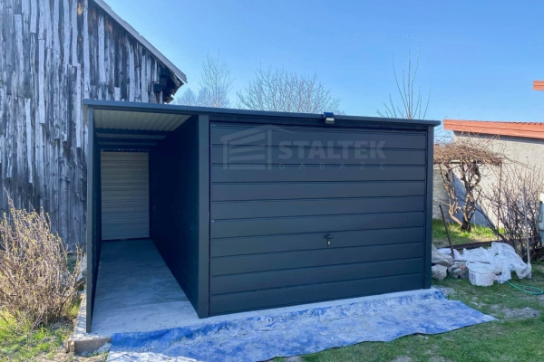 Ogłoszenie - Garaż blaszany 3x4m - wiata 1m - Brama uchylna - Antracyt Dach spad w tył ST163. Zdjęcie 4