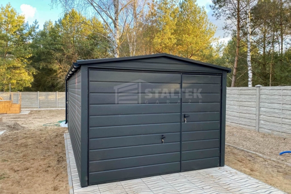 Ogłoszenie - Garaż blaszany 3x6m - Brama uchylna - drzwi Antracyt Dach dwuspadowy - rynny ST171. Zdjęcie 5
