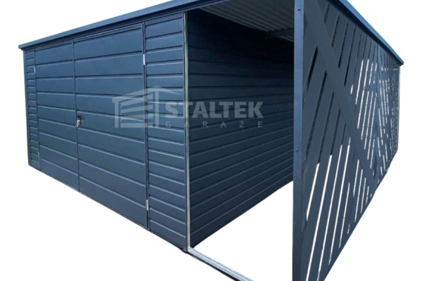 Ogłoszenie - Schowek - Domek Ogrodowy 4x4m - Wiata 1x4m - Panele Verona - Brama dwuskrzydłowa - Antracyt - Dach Spad w tył ST152. Zdjęcie 1