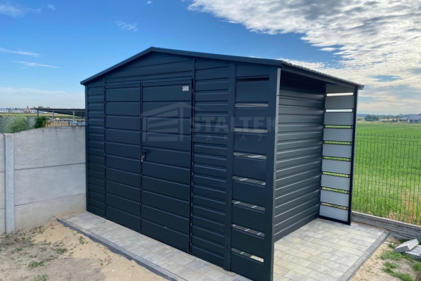 Ogłoszenie - Schowek - domek ogrodowy 3x2m - wiata 0,5m - brama dwuskrzydłowa - antracyt - dach dwuspadowy ST198. Zdjęcie 2