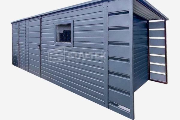 Ogłoszenie - Schowek - Domek Ogrodowy 5x2m + Wiata 0,5m 2x Drzwi - Okno - dach spad w tył ST153. Zdjęcie 1