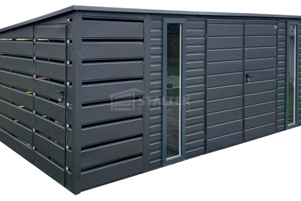 Ogłoszenie - Schowek – Domek Ogrodowy 4,2×2,5m – Wiata 1×2,5m – Brama – 2x okno – Antracyt – Dach Spad w tył ST222. Zdjęcie 1