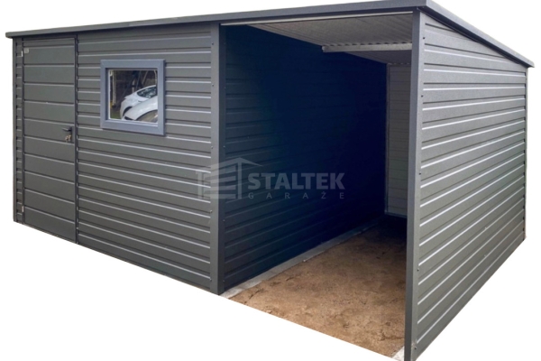 Ogłoszenie - Domek ogrodowy - schowek - 2,5x2,5m – wiata 1,5x2,5m - drzwi – okno -  antracyt - dach spad w tył ST225. Zdjęcie 1