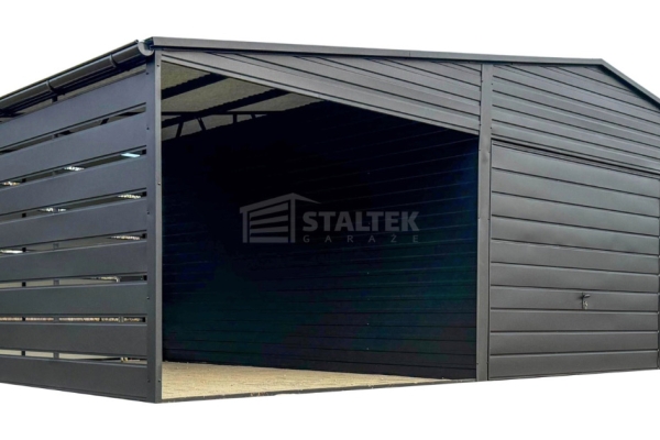 Ogłoszenie - Garaż blaszany 6,5X5m – wiata 3,5x5m – 2X brama – antracyt - dach dwuspadowy - rynny ST230. Zdjęcie 1